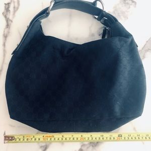 Black Gucci Monogram Horsebit Chain Hobo